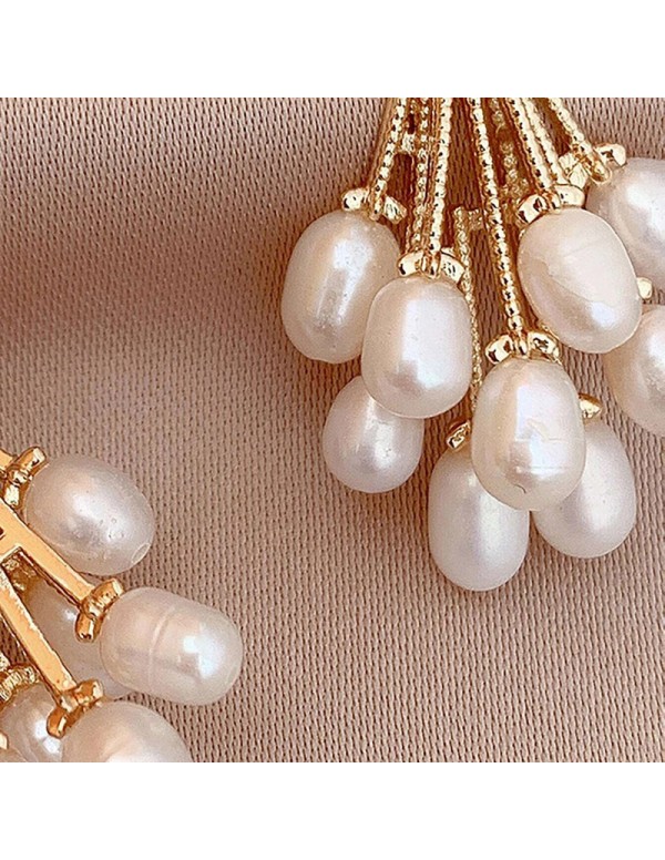 Jewels Galaxy Gold Plated Beautiful Pearl Vine Korean Drop Earrings