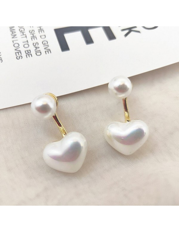 Jewels Galaxy Gold Plated Korean Pearl Heart Beautiful Drop Earrings