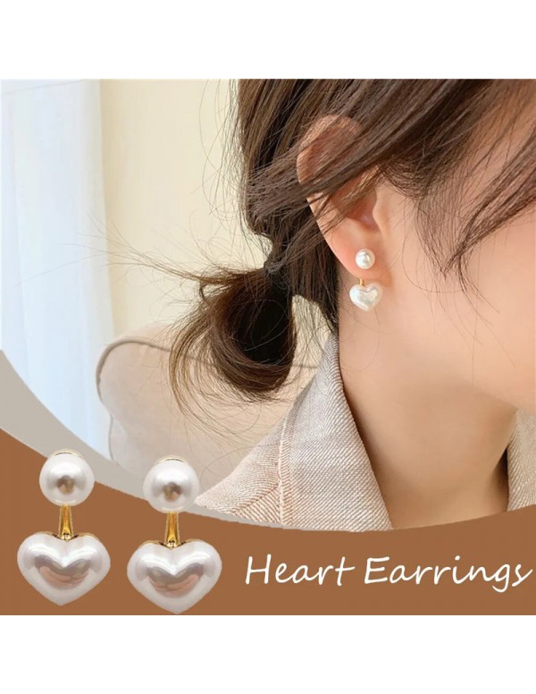 Jewels Galaxy Gold Plated Korean Pearl Heart Beautiful Drop Earrings