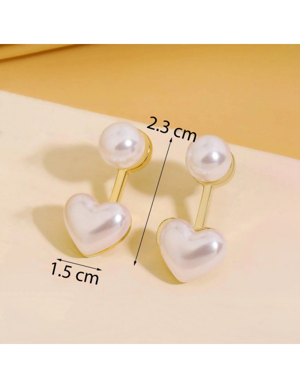 Jewels Galaxy Gold Plated Korean Pearl Heart Beautiful Drop Earrings