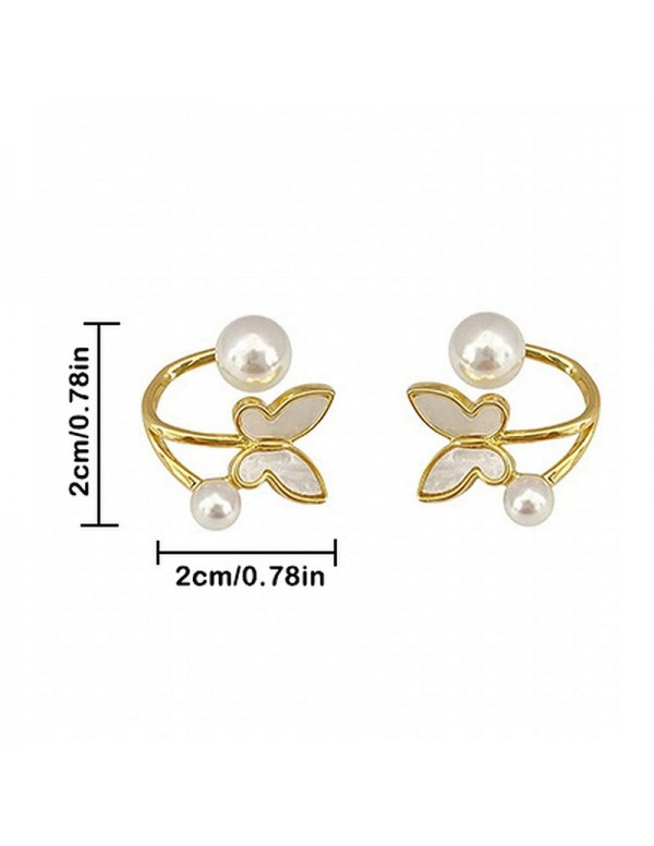 Jewels Galaxy Gold Plated Korean Dual Pearl Butterfly Stud Earrings