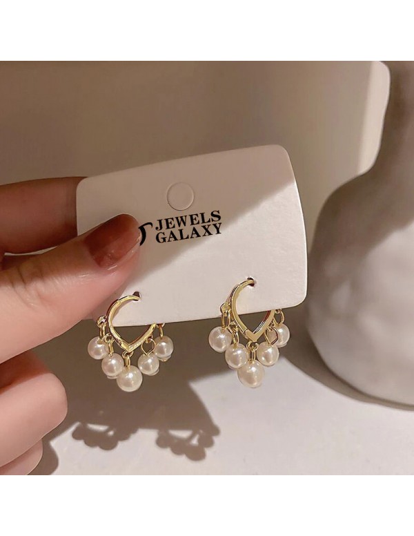 Jewels Galaxy Gold Plated Korean Pearl Vine Style Drop Earrings