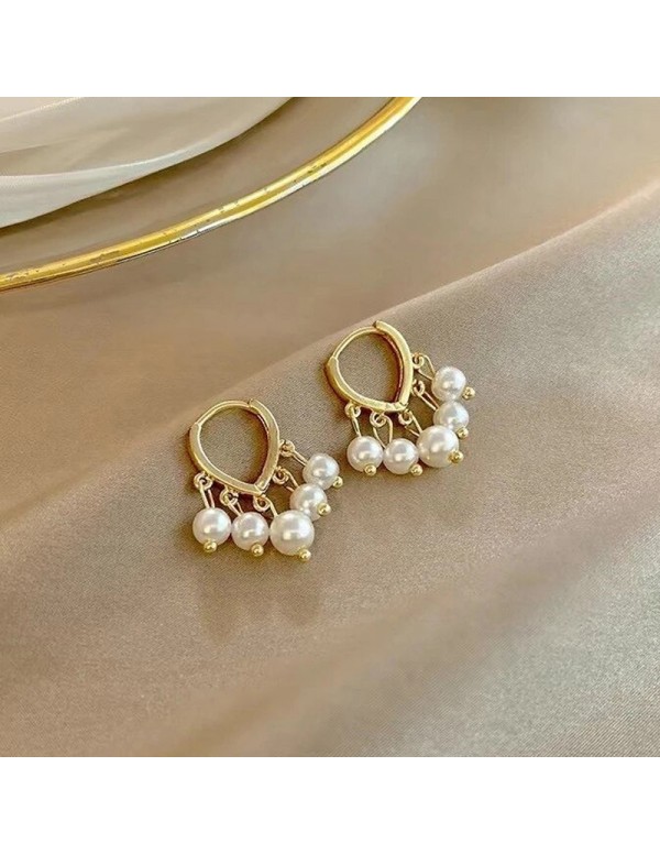 Jewels Galaxy Gold Plated Korean Pearl Vine Style Drop Earrings