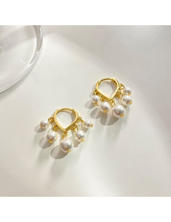 Jewels Galaxy Gold Plated Korean Pearl Vine Style Drop Earrings