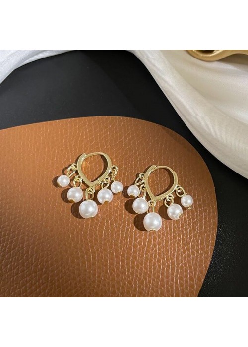 Jewels Galaxy Gold Plated Korean Pearl Vine Style Drop Earrings