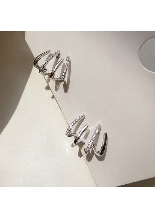 Jewels Galaxy Silver Plated Trendy Korean Earcuff with Claw Themed Stud Earrings