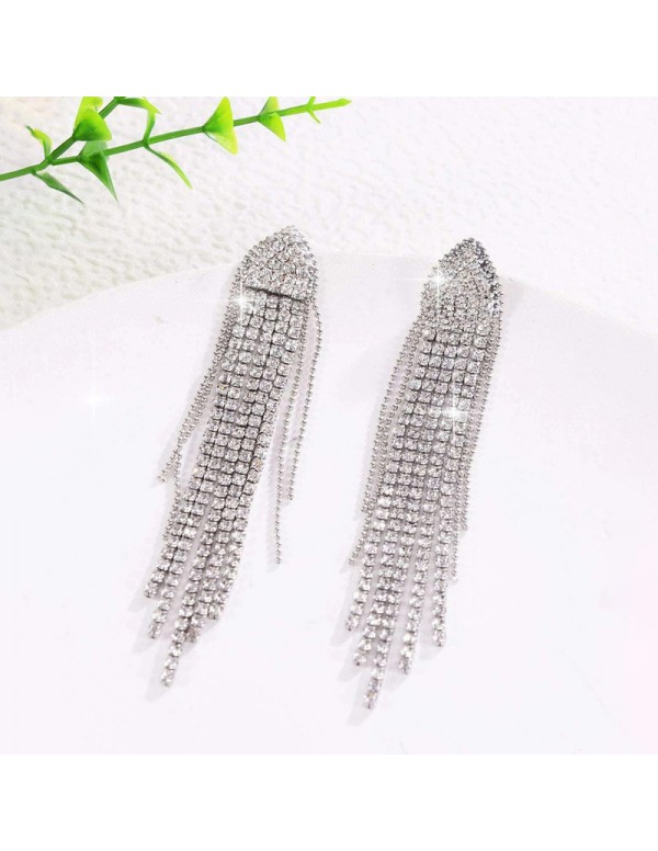 Jewels Galaxy Silver Plated Beautiful Korean Chain Tassel Earrings