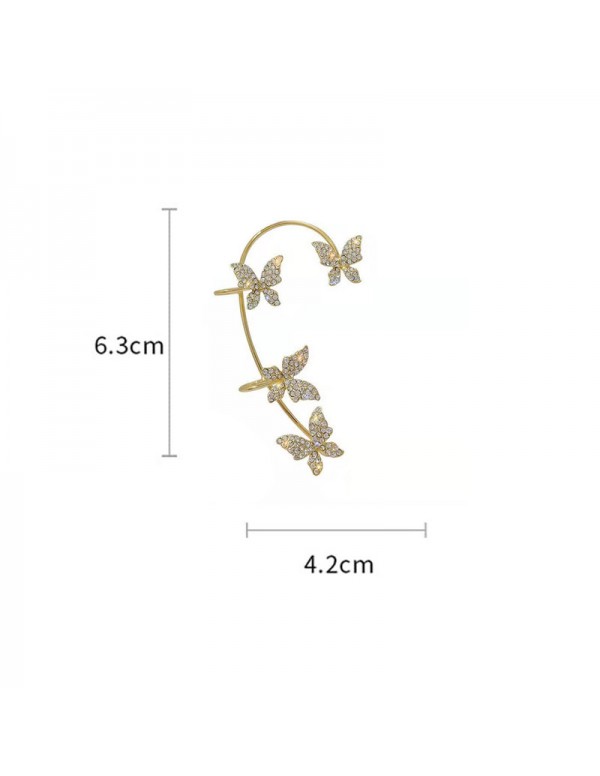 Jewels Galaxy Gold Plated Korean Ear Cuffs With Butterfly Stud Earrings