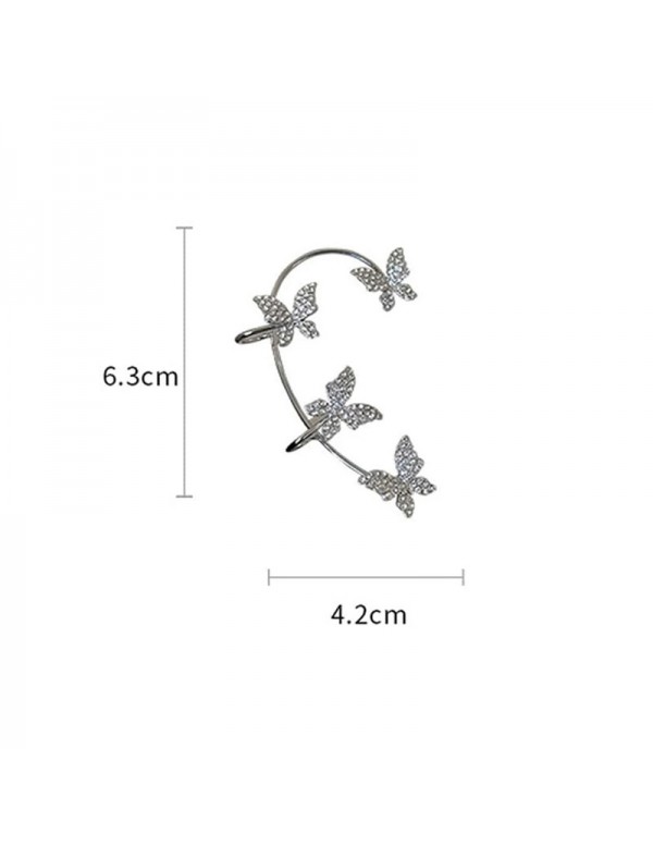 Jewels Galaxy Silver Plated Korean Ear Cuffs With Butterfly Stud Earrings