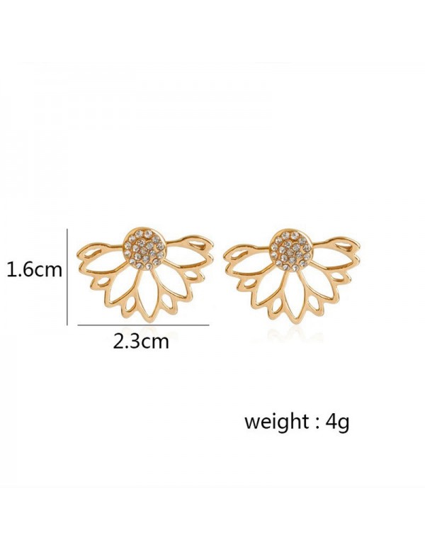 Jewels Galaxy Gold Plated Korean Floral Ear Cuff with AD pin Stud Earrings 