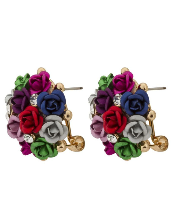 Jewels Galaxy Limited Edition Elegant AAA AD Delicate Rose Design Traditional Adorable Gold Plated Earrings For Women/Girls (Multi-color) 9681