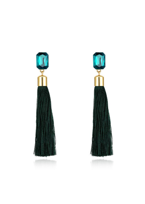 Jewels Galaxy Green Tasseled Contemporary Drop Earrings  9712