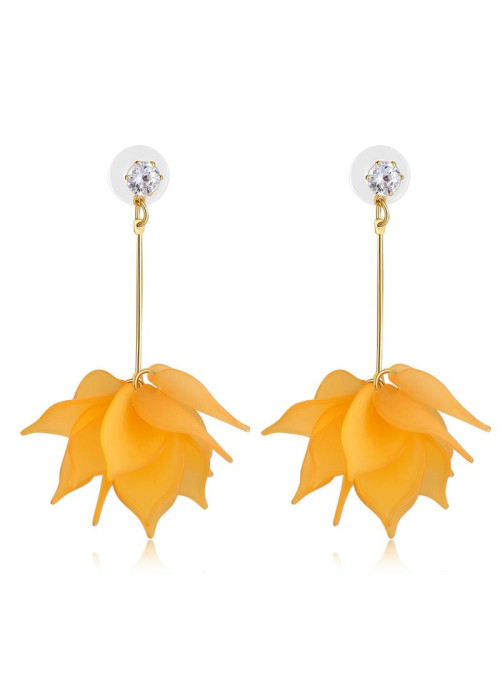 Jewels Galaxy Orange Gold-Plated Handcrafted Floral Drop Earrings 9893