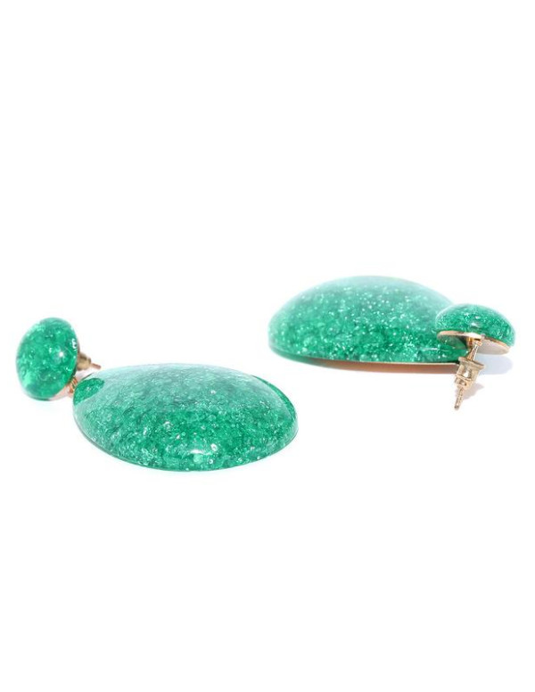 Jewels Galaxy Green Gold-Plated Handcrafted Teardrop Shaped Drop Earrings 35027