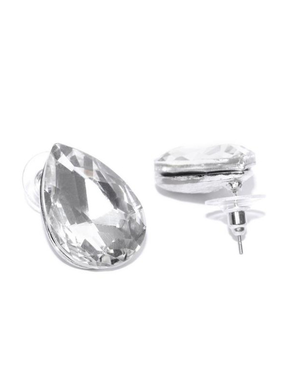 Jewels Galaxy Silver-Plated Teardrop Shaped Studs  9828