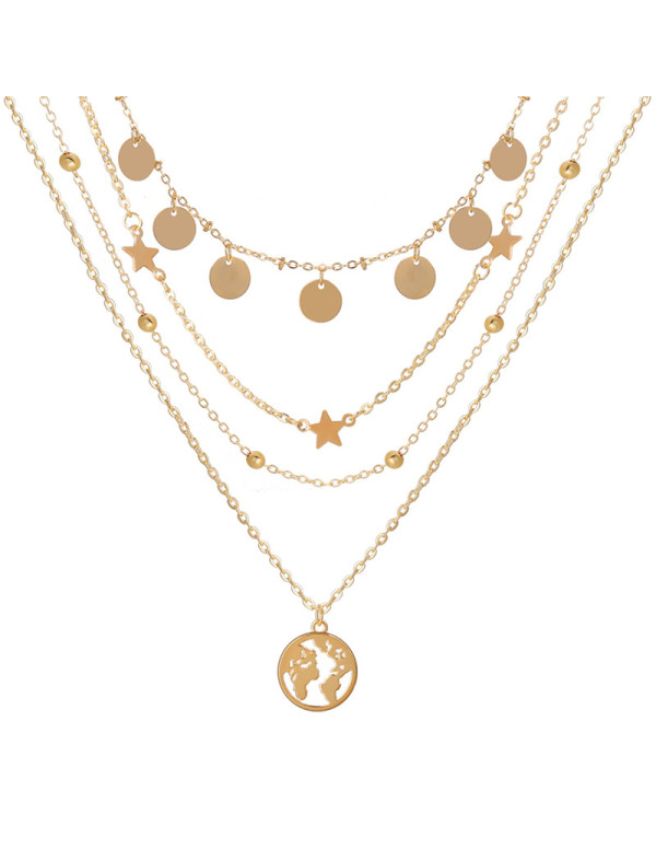 Jewels Galaxy Jewellery For Women Gold-Plated Layered Necklace-Set Of 2