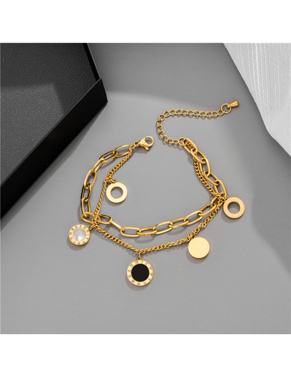 Jewels Galaxy Stainless Steel Gold Plated Roman Nu...