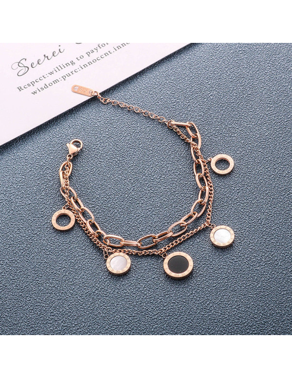 Jewels Galaxy Stainless Steel Rose Gold Plated Rom...