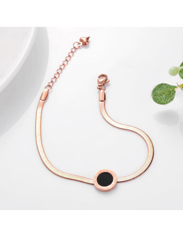 Jewels Galaxy Rose Gold Plated Stainless Steel Roman Numerals Flat Chain Contemporary