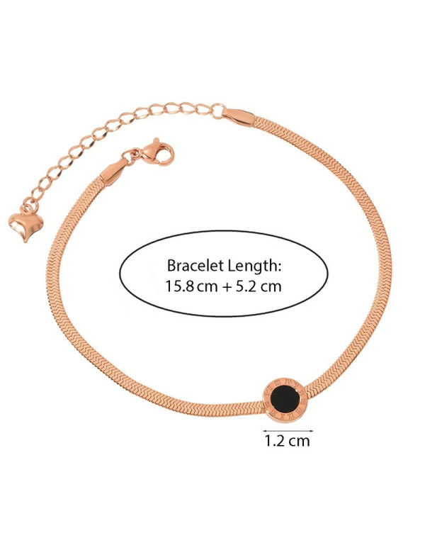 Jewels Galaxy Rose Gold Plated Stainless Steel Roman Numerals Flat Chain Contemporary