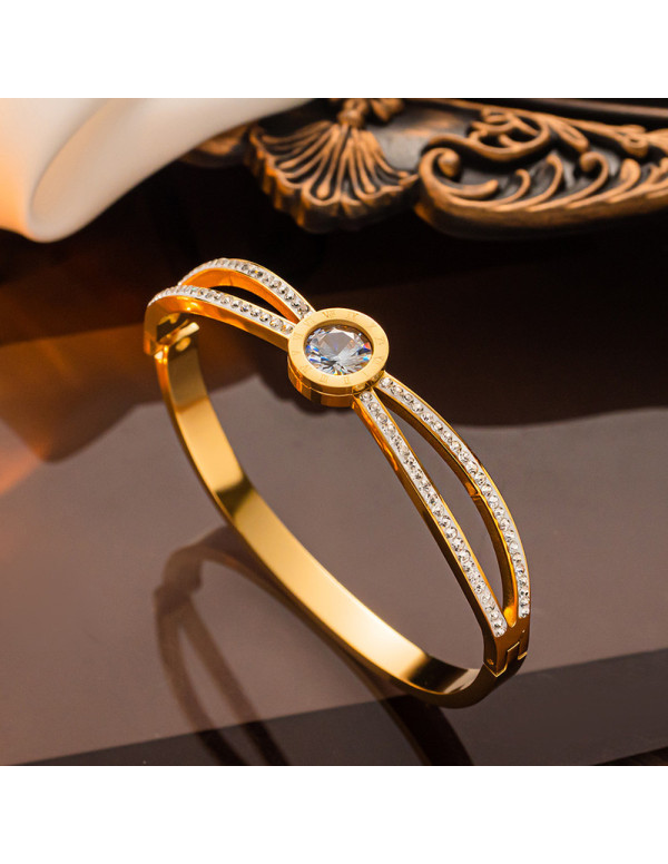 Jewels Galaxy Stainless Steel Gold Plated Roman Nu...