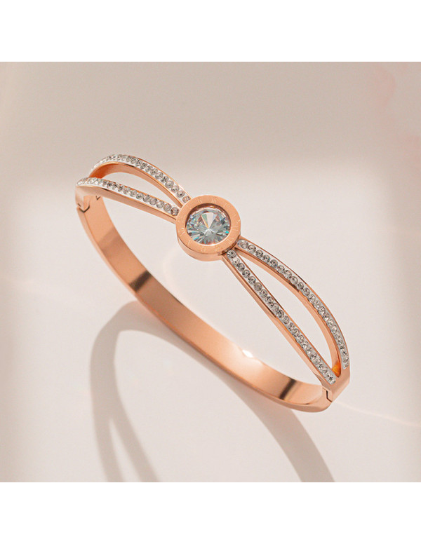 Jewels Galaxy Stainless Steel Rose Gold Plated Rom...