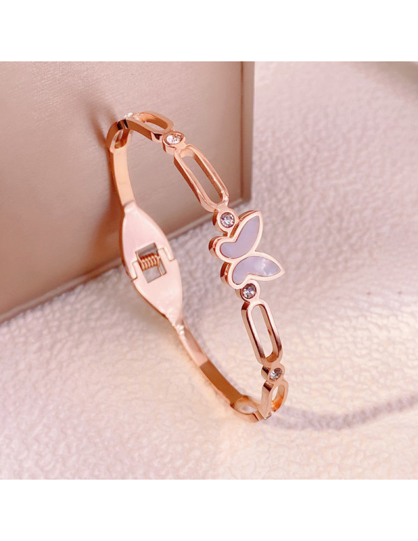 Jewels Galaxy Stainless Steel Rose Gold Plated Butterfly inspired Mother Of Pearls Contemporary Bracelet