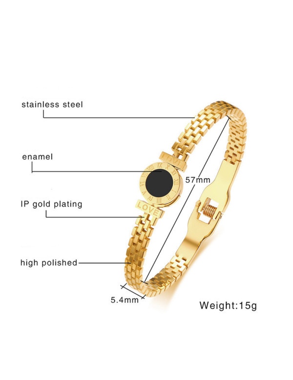 Jewels Galaxy Stainless Steel Gold Plated Roman numerals Zig Zag Style Contemporary Bracelet