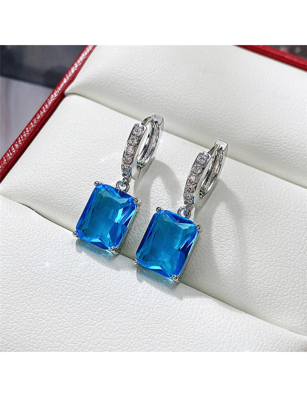 Jewels Galaxy Silver Plated Blue Rectangular Ameri...