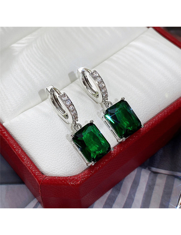 Jewels Galaxy Silver Plated Green Rectangular Amer...