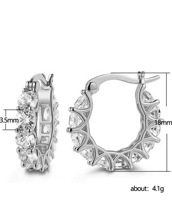 Jewels Galaxy Silver Plated American Diamond Studded Contemporary Hoop Earrings