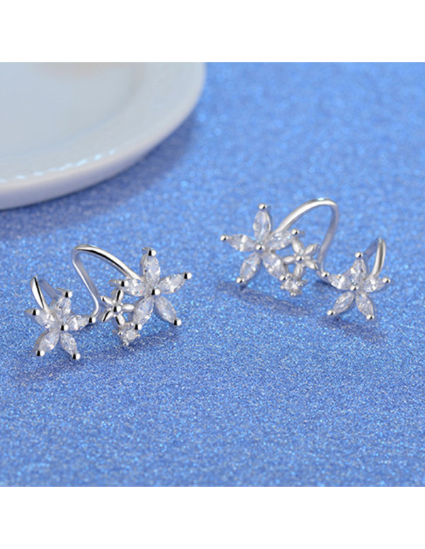 Jewels Galaxy Silver Plated American Diamond Studded Triple Star Shaped Earrings