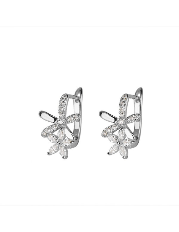 Jewels Galaxy Silver Plated American Diamond Studded Dual Star Shaped Earrings