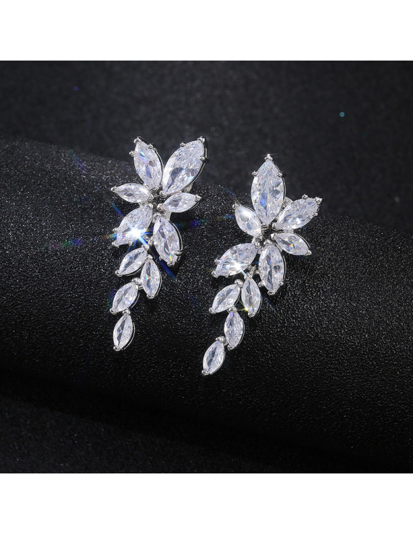 Jewels Galaxy Silver Plated American Diamond Studded Floral Themed  Drop Earrings