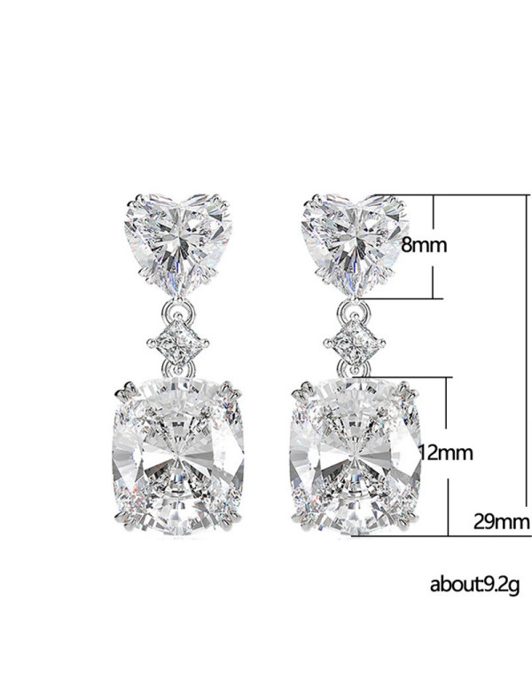 Jewels Galaxy Silver Plated AD Studded Silver Heart inspired Crushed Ice Cut Drop Earrings