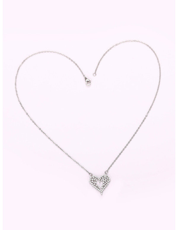 Jewels Galaxy Silver Plated American Diamond Studded Heart Themed Pendant