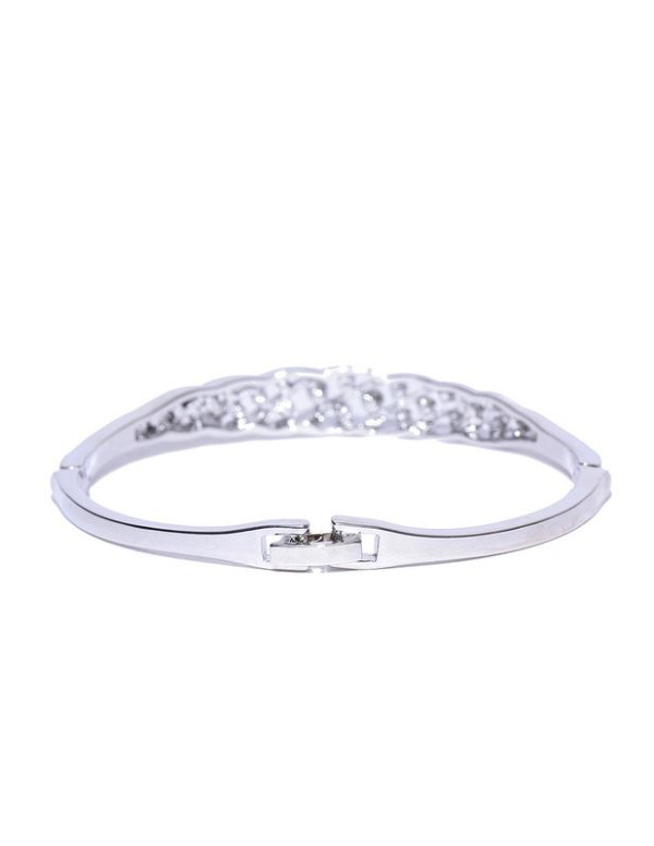 Jewels Galaxy Platinum-Plated Handcrafted Bangle-Style Bracelet 3118