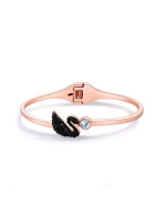 Black Rose Gold-Plated Swan-Shaped Stone...