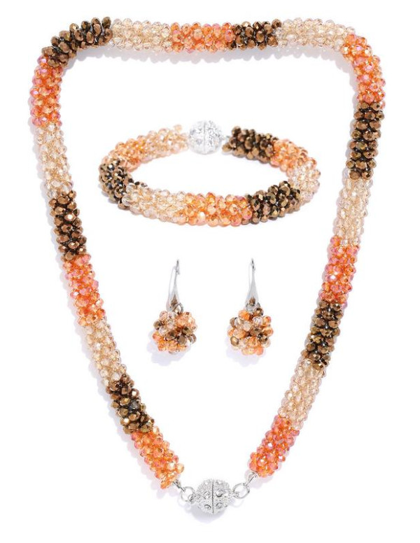 Jewels Galaxy Peach-Coloured & Beige Copper-Pl...