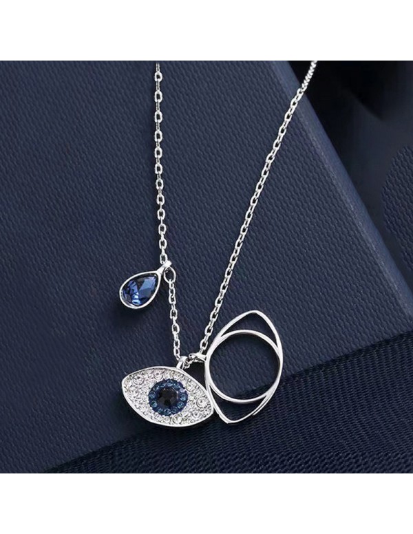 Jewels Galaxy Stainless Steel Rose Gold Plated & Silver Plated American Diamond Studded Evil Eye Pendant
