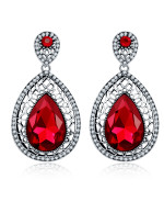 Jewels Galaxy Red Silver-Plated Teardrop...