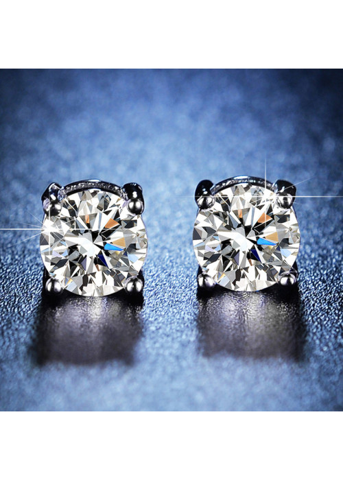 Jewels Galaxy Silver Plated Crystal Studded Anti Tarnish Circular Solitaire Stud Earrings