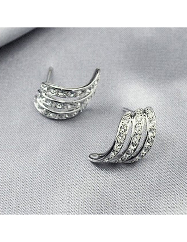 Jewels Galaxy Silver Plated American Diamond Studded Contemporary Korean Stud Earrings