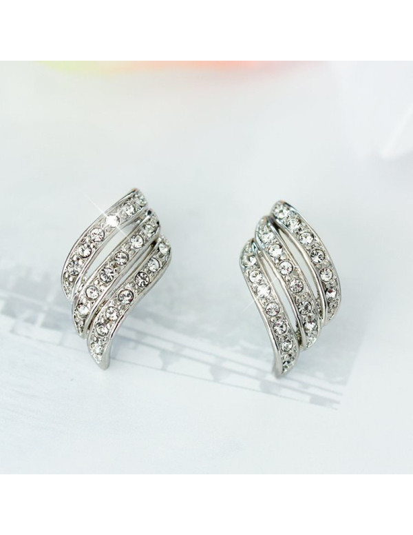 Jewels Galaxy Silver Plated American Diamond Studded Contemporary Korean Stud Earrings