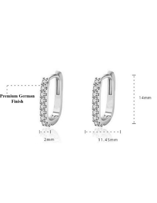 Jewels Galaxy Silver Plated American Diamond Studded Geometrical Korean Hoop Earrings