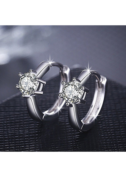 Jewels Galaxy Silver Plated American Diamond Studded Contemporary Korean Stud Earrings