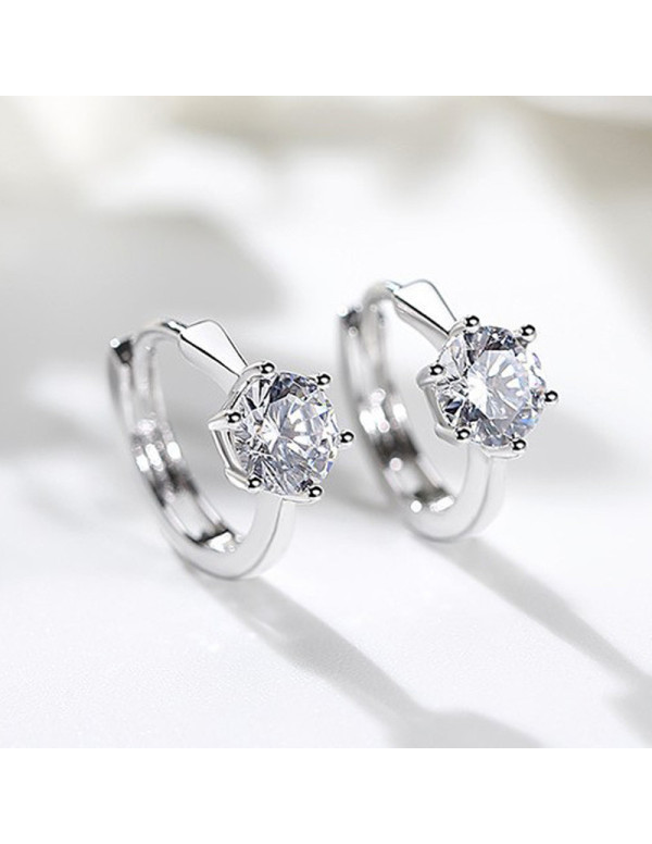 Jewels Galaxy Silver Plated American Diamond Studded Contemporary Korean Stud Earrings