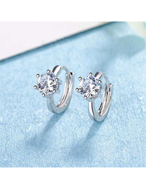 Jewels Galaxy Silver Plated American Diamond Studded Contemporary Korean Stud Earrings