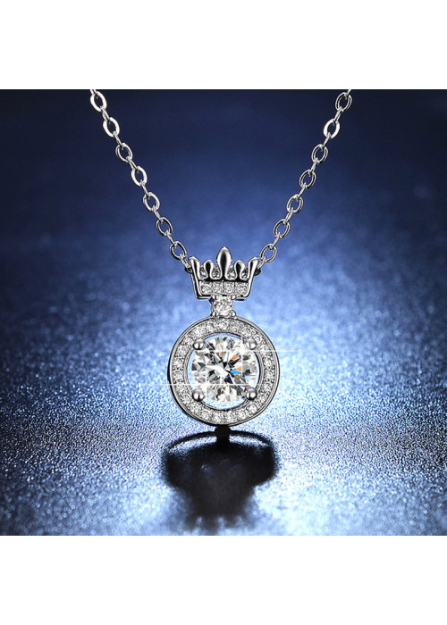 Jewels Galaxy Silver Plated Crystal Studded Crown inspired Anti Tarnish Solitaire Pendant