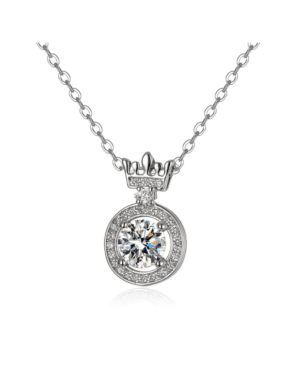 Jewels Galaxy Silver Plated Crystal Studded Crown inspired Anti Tarnish Solitaire Pendant